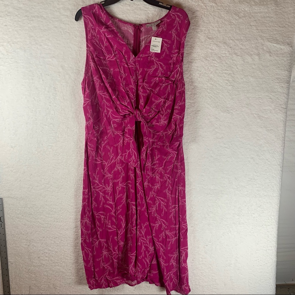 Chelsea28 Nordstroms Pink Feathered Palm front tie Dress Size XL NWT 4950